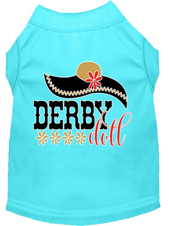 Derby Doll Screen Print Dog Shirt Aqua XS